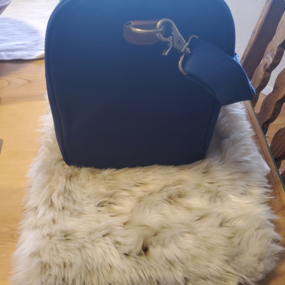 NWOT Ralph Lauren Navy & Forest Green Canvas Travel Duffle with Leather Handles - Picture 11 of 16